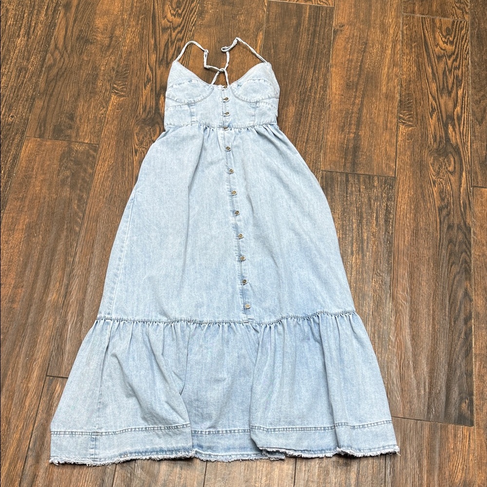 Kori Light Blue Denim Maxi Dress
